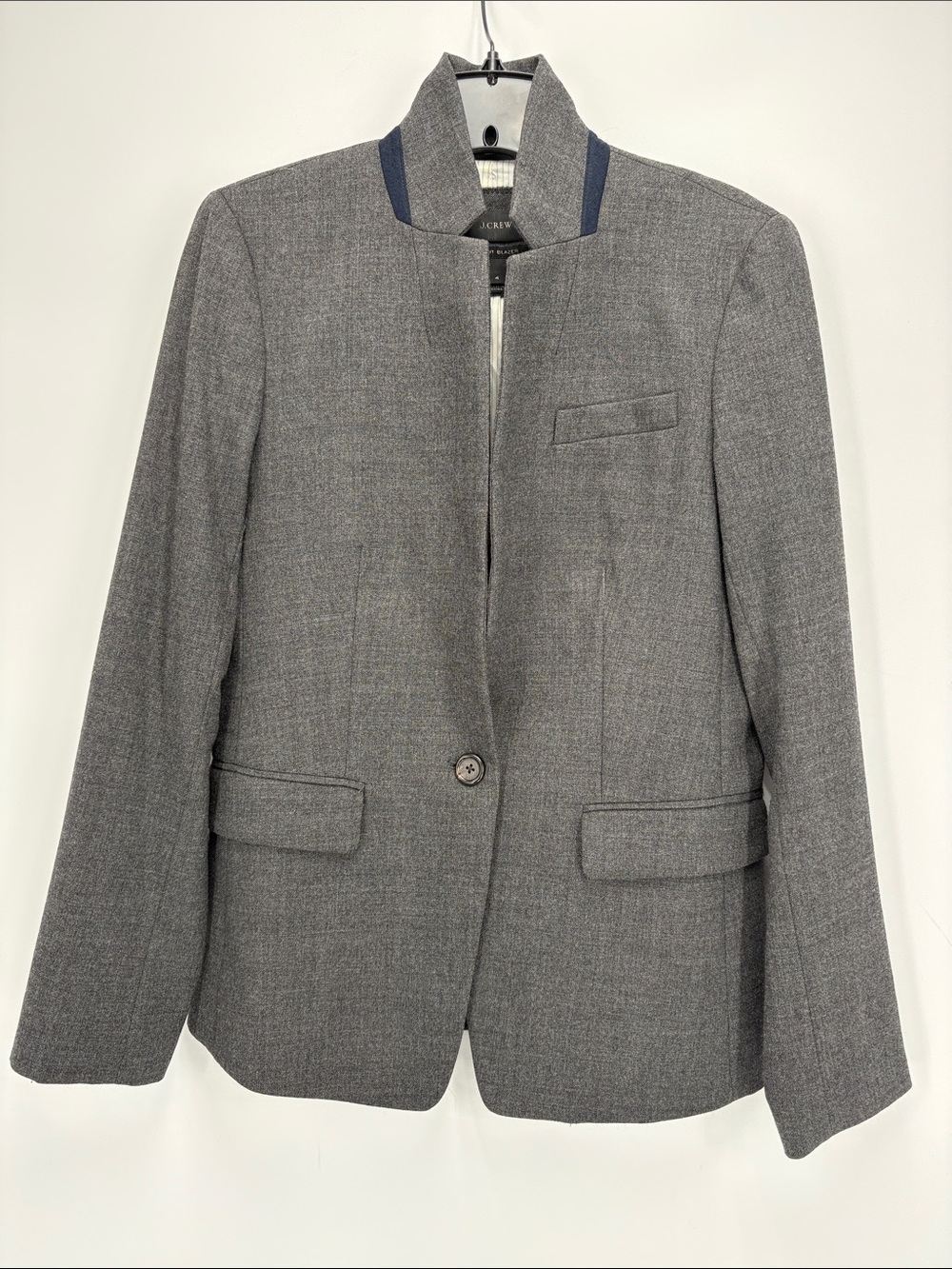 🌮 J Crew Regent blazer Grey Stand-Collar  Jacket wool spandex blend